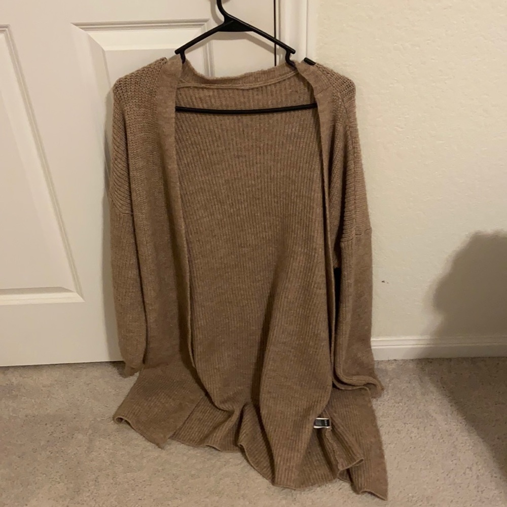 Lantern sleeve long cardigan